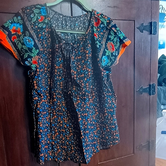 Women's Shein Plus Top 0X Orange/Navy - Picture 1 of 1
